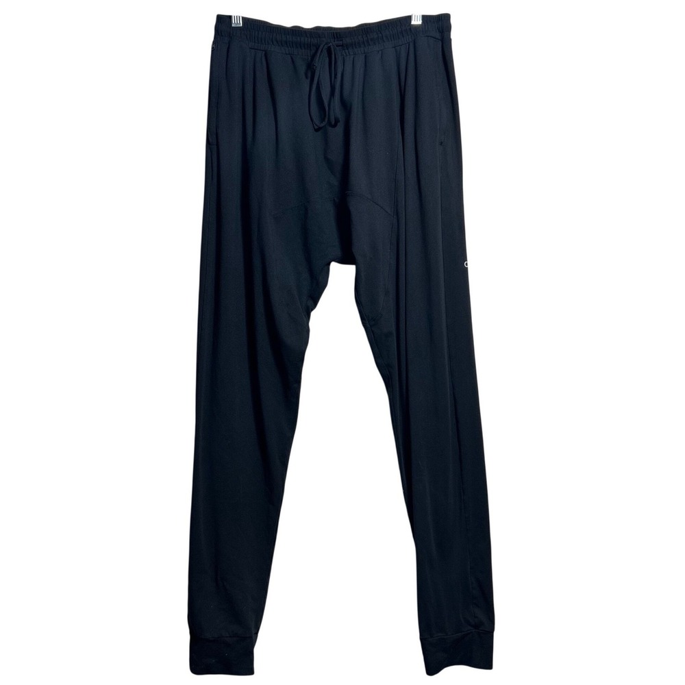 Alo Yoga Mens Medium Conquer Revitalize Pant Black Drop Crotch Joggers Tapered
